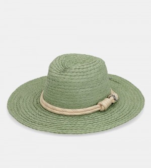 Női Anekke Green Raffia Hat Kalap | VHFRSG-409