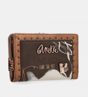 Női Anekke Nature Shodo Brown Flexible Rfid Wallet Pénztárca | ATBKMI-305