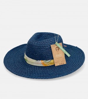 Női Anekke Navy Blue Raffia Hat Kalap | LIKCDJ-016