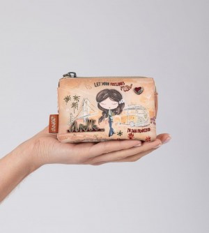 Női Anekke Peace & Love Camel 3-compartment Coin Purse Pénztárca | GAZWKQ-178