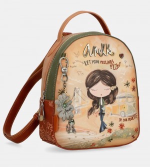 Női Anekke Peace & Love Camel Small Backpack Hátizsákok | AQMRWI-541