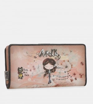 Női Anekke Peace & Love Pink Large Rfid Wallet Pénztárca | IJKNZQ-031