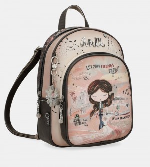 Női Anekke Peace & Love Pink Medium Backpack Hátizsákok | PCUTJF-135