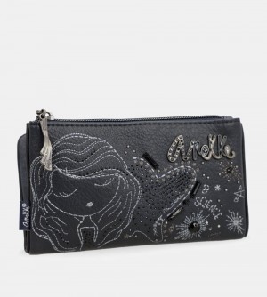 Női Anekke Studio Navy Blue Flexible Rfid Wallet Pénztárca | BZQEON-463