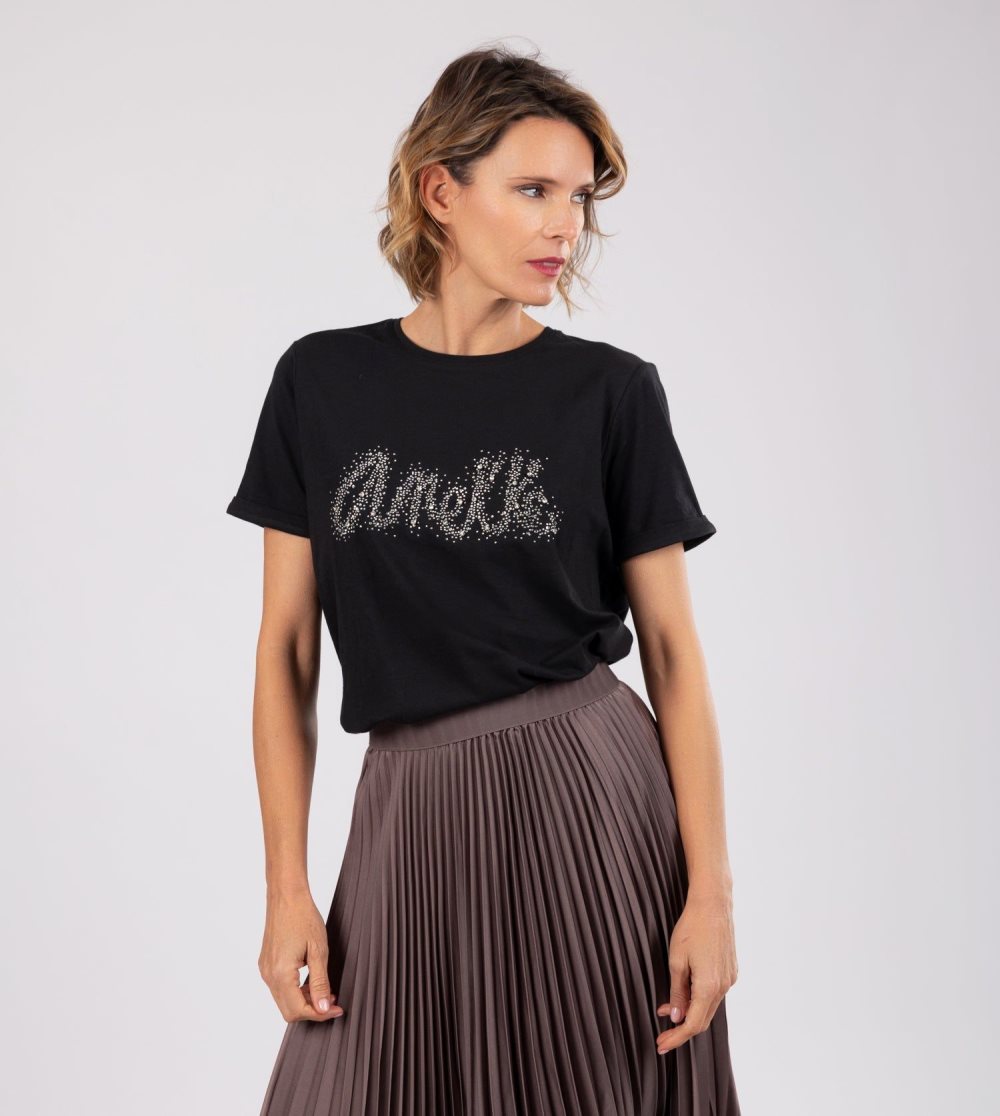 Női Anekke Black T-shirt Póló | EIRQMZ-135