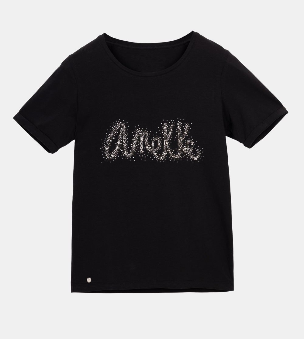 Női Anekke Black T-shirt Póló | EIRQMZ-135