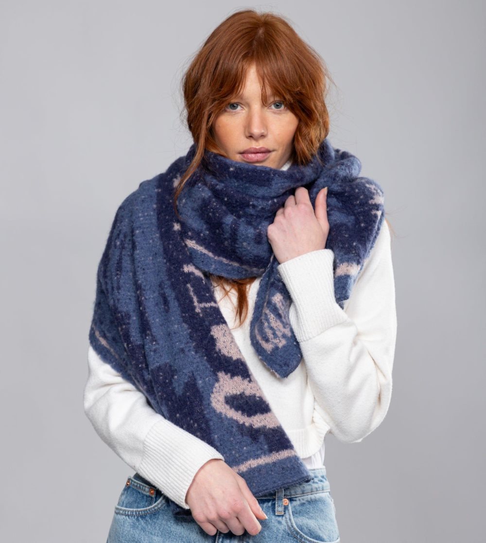 Női Anekke Navy Blue Contemporary Scarf. Sál | OQARKJ-475