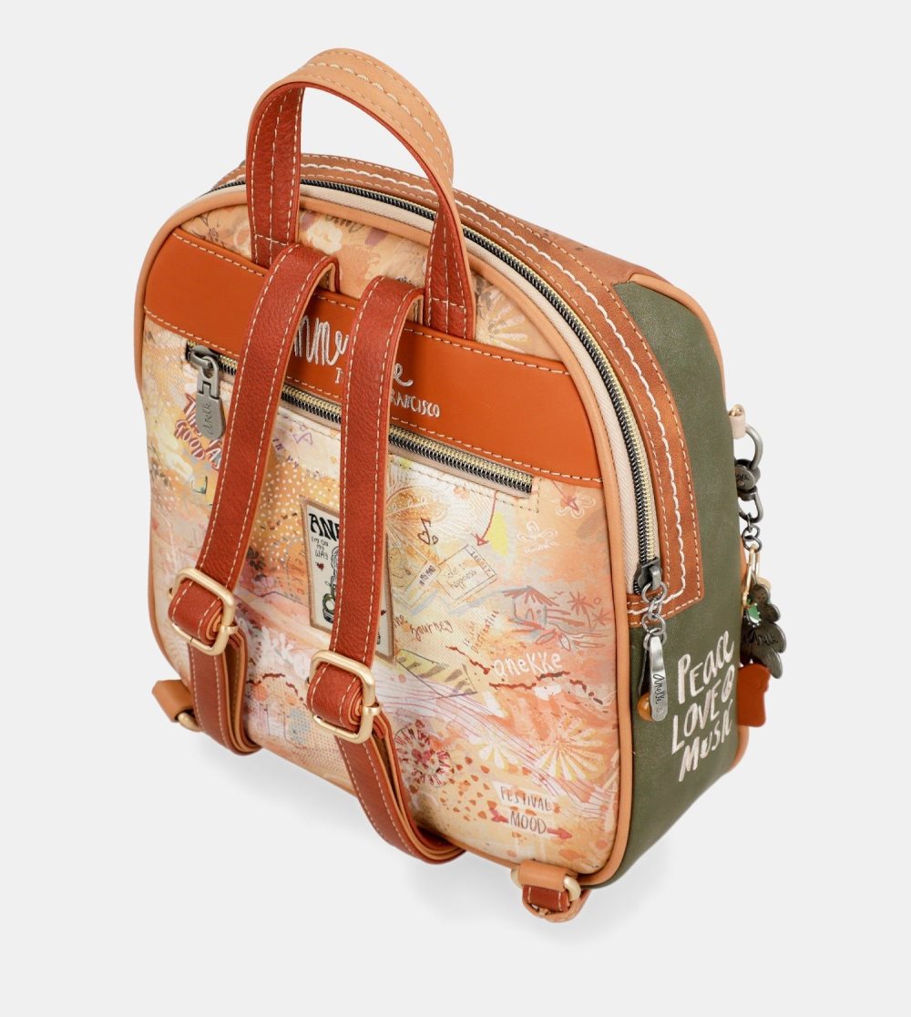 Női Anekke Peace & Love Camel Medium Backpack Hátizsákok | NSKYFE-405