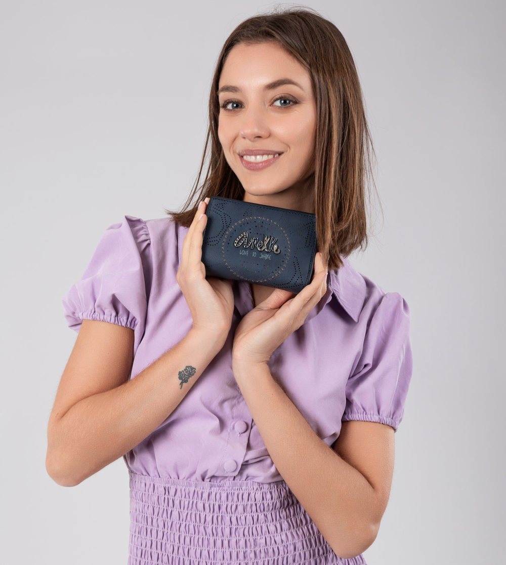 Női Anekke Studio Navy Blue Small Rfid Wallet Pénztárca | UIGPSR-463