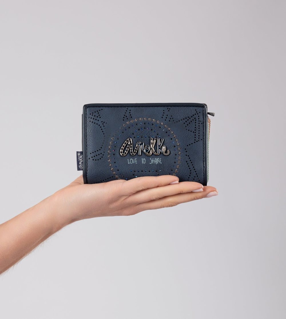 Női Anekke Studio Navy Blue Small Rfid Wallet Pénztárca | UIGPSR-463